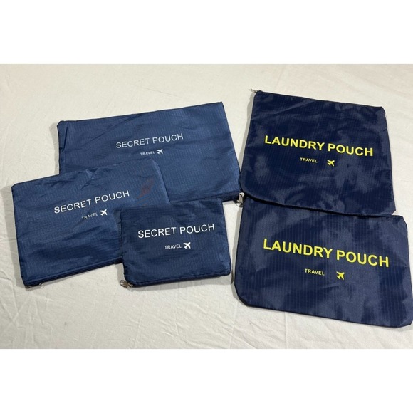The Unbranded Brand Handbags - 5 Clear Vinyl Travel Packing Bags Set Zippered Storage Pouches Various Sizes